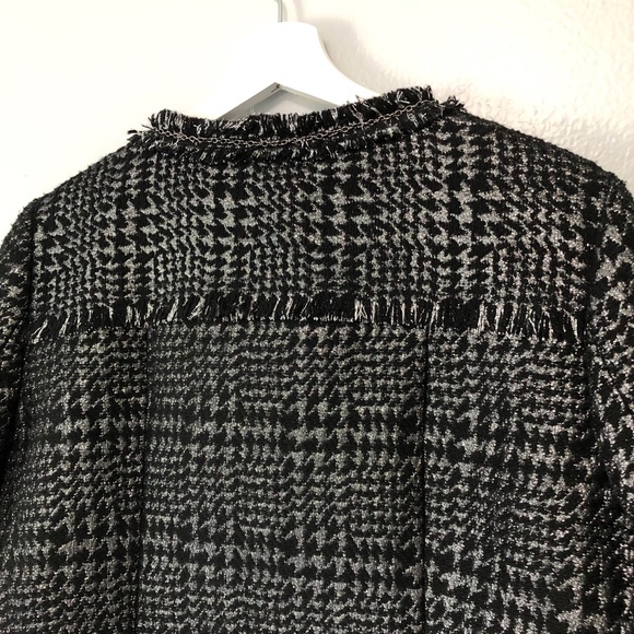 Vertigo Paris Metallic Tweed Fringe & Chain Detail Zip Blazer L fits like a M - Picture 6 of 14